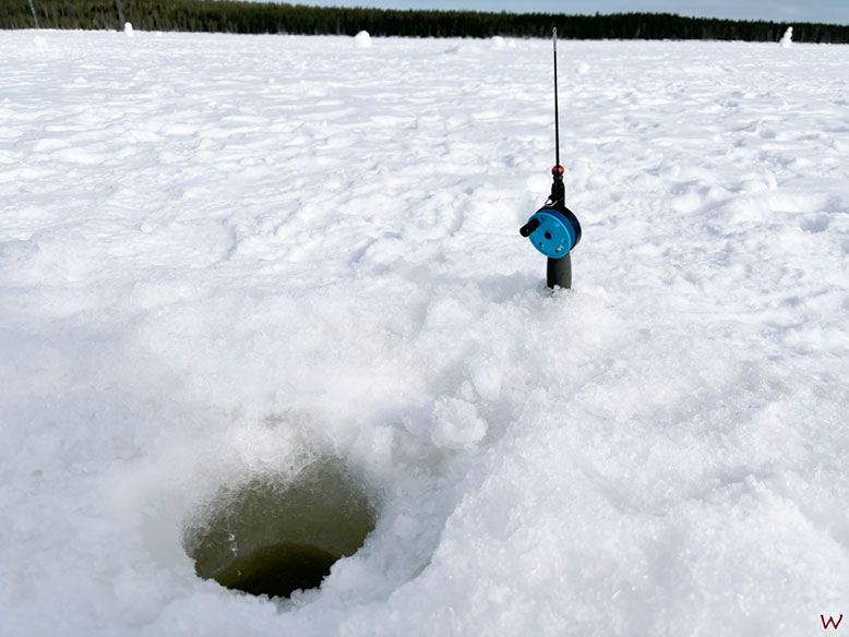 Excursión para pescar en el hielo en Rovaniemi y andar con raquetas