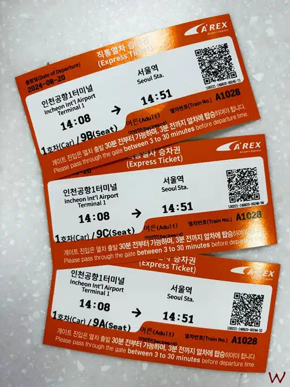 Billetes del Arex Express para ir del Aeropuerto de Incheon a Seúl centro