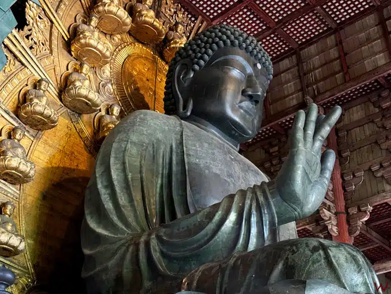 El enorme Buda de bronce al visitar el Parque de Nara y el Templo Todai-ji