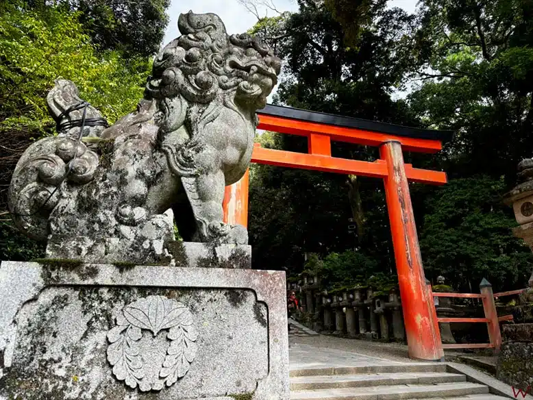 Un Torii en el Templo Kasuga Taisha al visitar el Parque de Nara