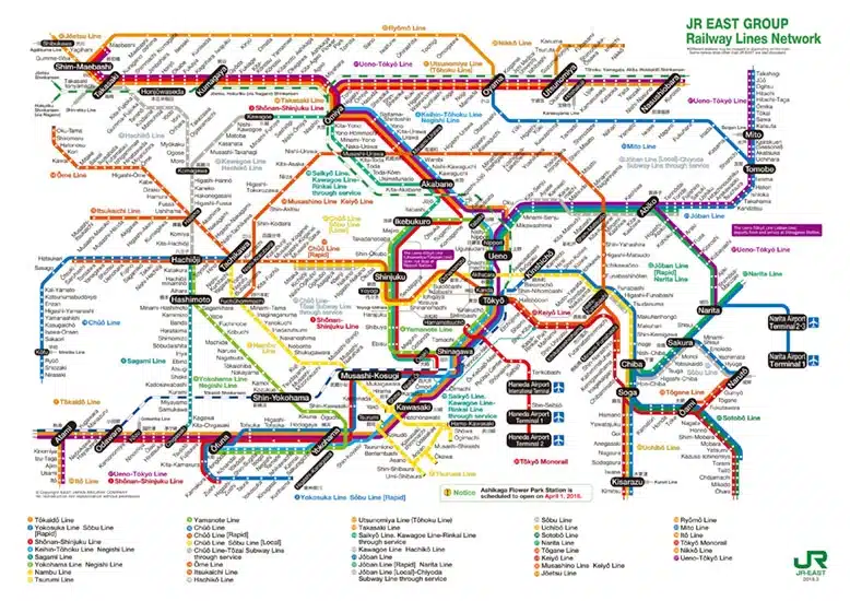 Plano del tren JR de Tokio para saber cómo moverse por Tokio