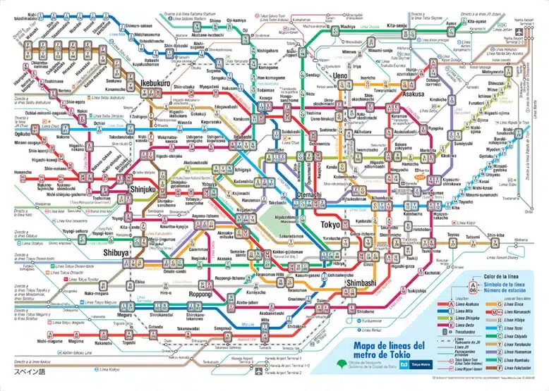 Plano del Metro de Tokio para saber cómo moverse por Tokio