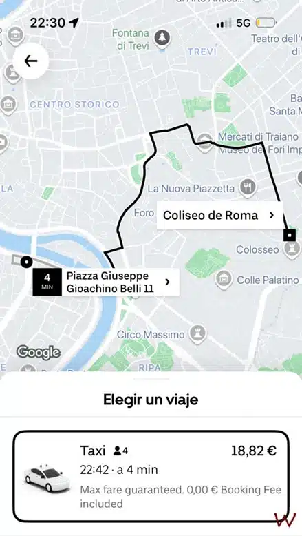 Uber en Roma, una de las formas de moverse por Roma en transporte público